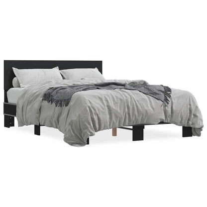 vidaXL Bed Frame | Black | Engineered wood, metal, plywood | Small Double