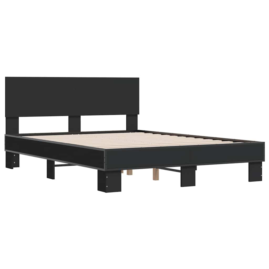 vidaXL Bed Frame | Black | Engineered wood, metal, plywood | Small Double