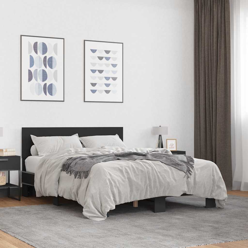 vidaXL Bed Frame | Black | Engineered wood, metal, plywood | Small Double