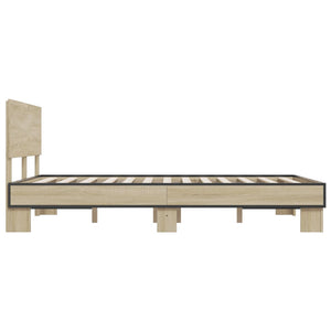 vidaXL Bed Frame Sonoma Oak 120x190 cm Small Double Engineered Wood and Metal