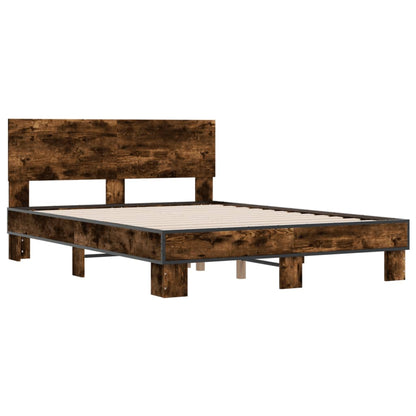 vidaXL Bed Frame | Smoked Oak | Engineered wood, metal | Small Double | Durable
