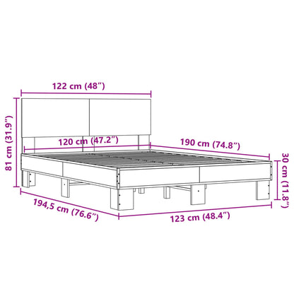 vidaXL Bed Frame | Smoked Oak | Engineered wood, metal | Small Double | Durable