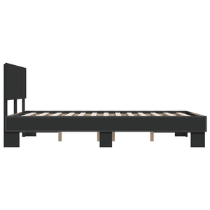 vidaXL Bed Frame Black 135x190 cm Double Engineered Wood and Metal