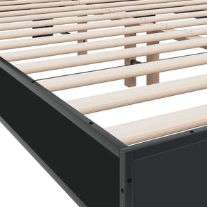 vidaXL Bed Frame Black 135x190 cm Double Engineered Wood and Metal