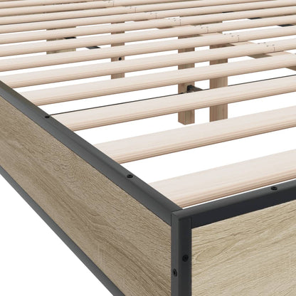 vidaXL Bed Frame | Sonoma oak | Engineered wood, metal, plywood | Double