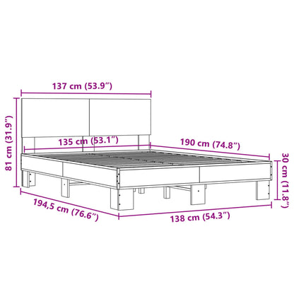 vidaXL Bed Frame | Sonoma oak | Engineered wood, metal, plywood | Double