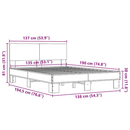 vidaXL Bed Frame | Smoked Oak | Engineered wood | Double |  Durable  | Bed Frame