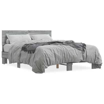vidaXL Bed Frame | Grey Sonoma | Engineered Wood | Double |  Durable