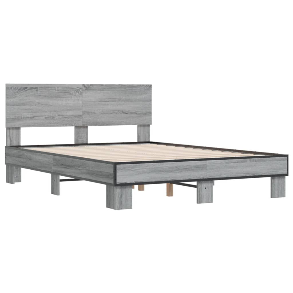 vidaXL Bed Frame | Grey Sonoma | Engineered Wood | Double |  Durable