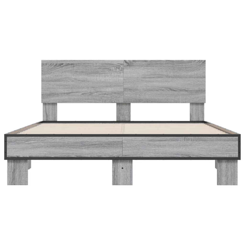 vidaXL Bed Frame | Grey Sonoma | Engineered Wood | Double |  Durable