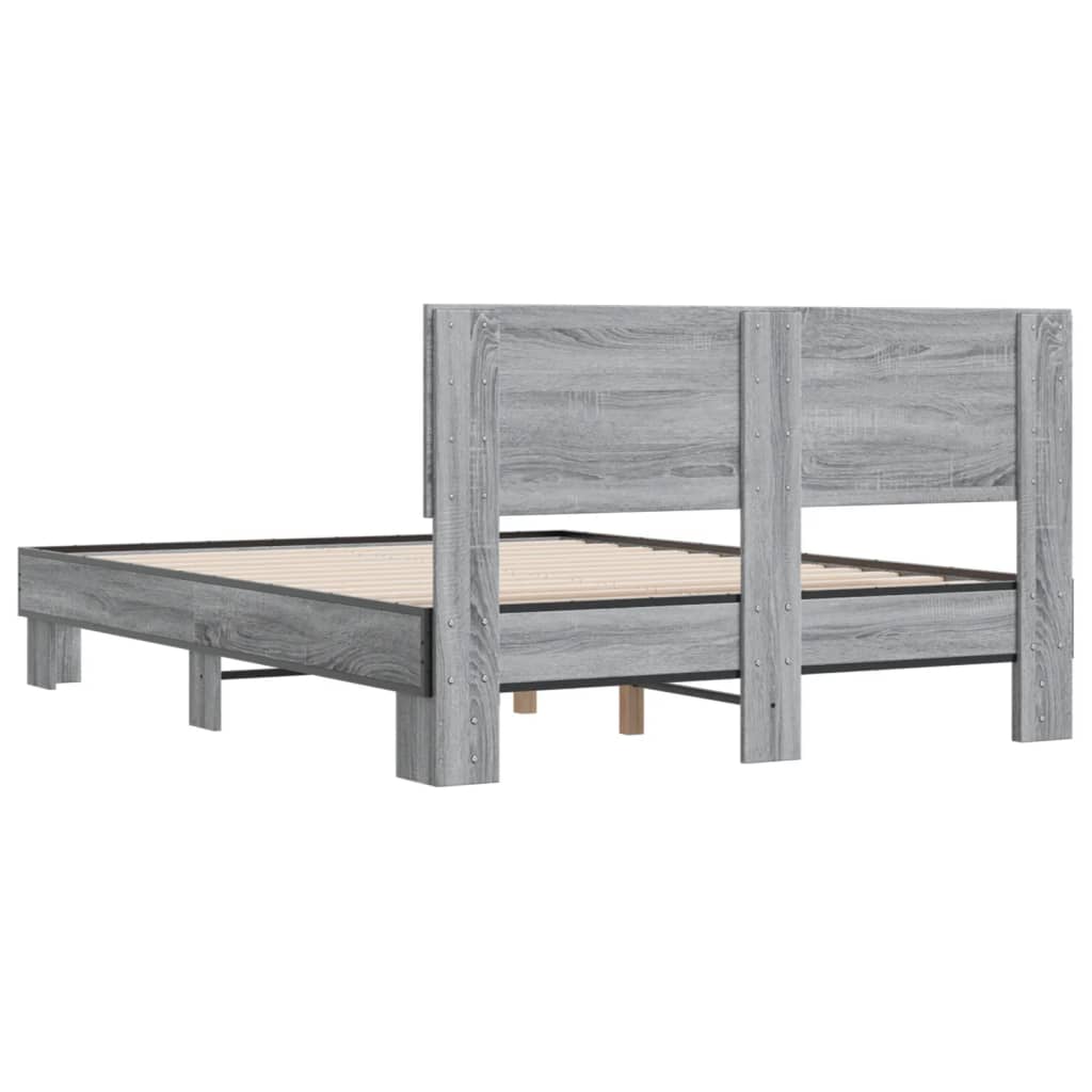 vidaXL Bed Frame | Grey Sonoma | Engineered Wood | Double |  Durable