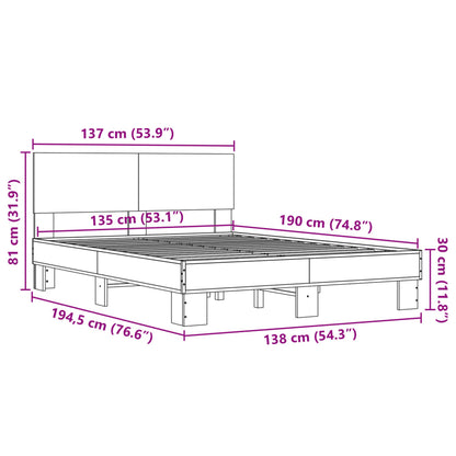 vidaXL Bed Frame | Grey Sonoma | Engineered Wood | Double |  Durable