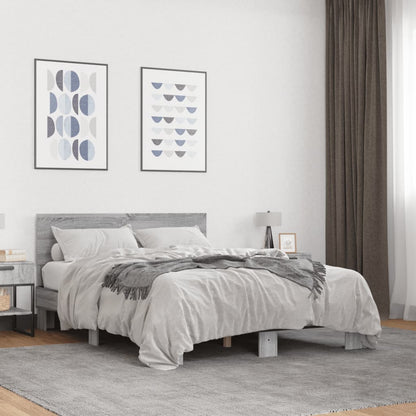 vidaXL Bed Frame | Grey Sonoma | Engineered Wood | Double |  Durable