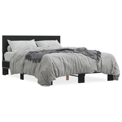 vidaXL Bed Frame | Black | Engineered wood and metal | Double |  Durable