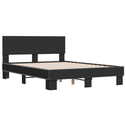 vidaXL Bed Frame | Black | Engineered wood and metal | Double |  Durable