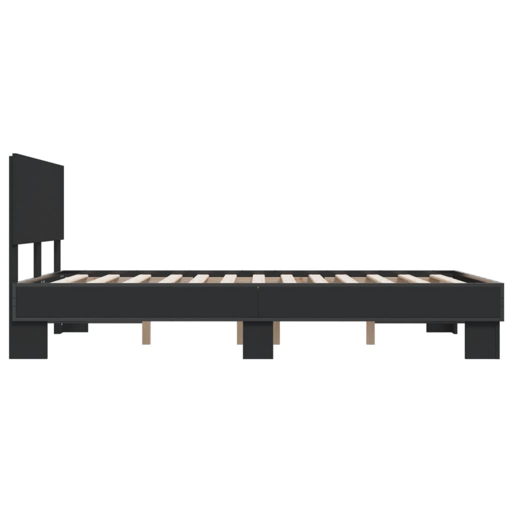 vidaXL Bed Frame | Black | Engineered wood and metal | Double |  Durable