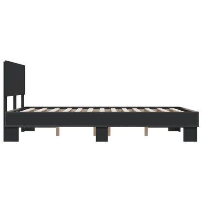 vidaXL Bed Frame | Black | Engineered wood and metal | Double |  Durable