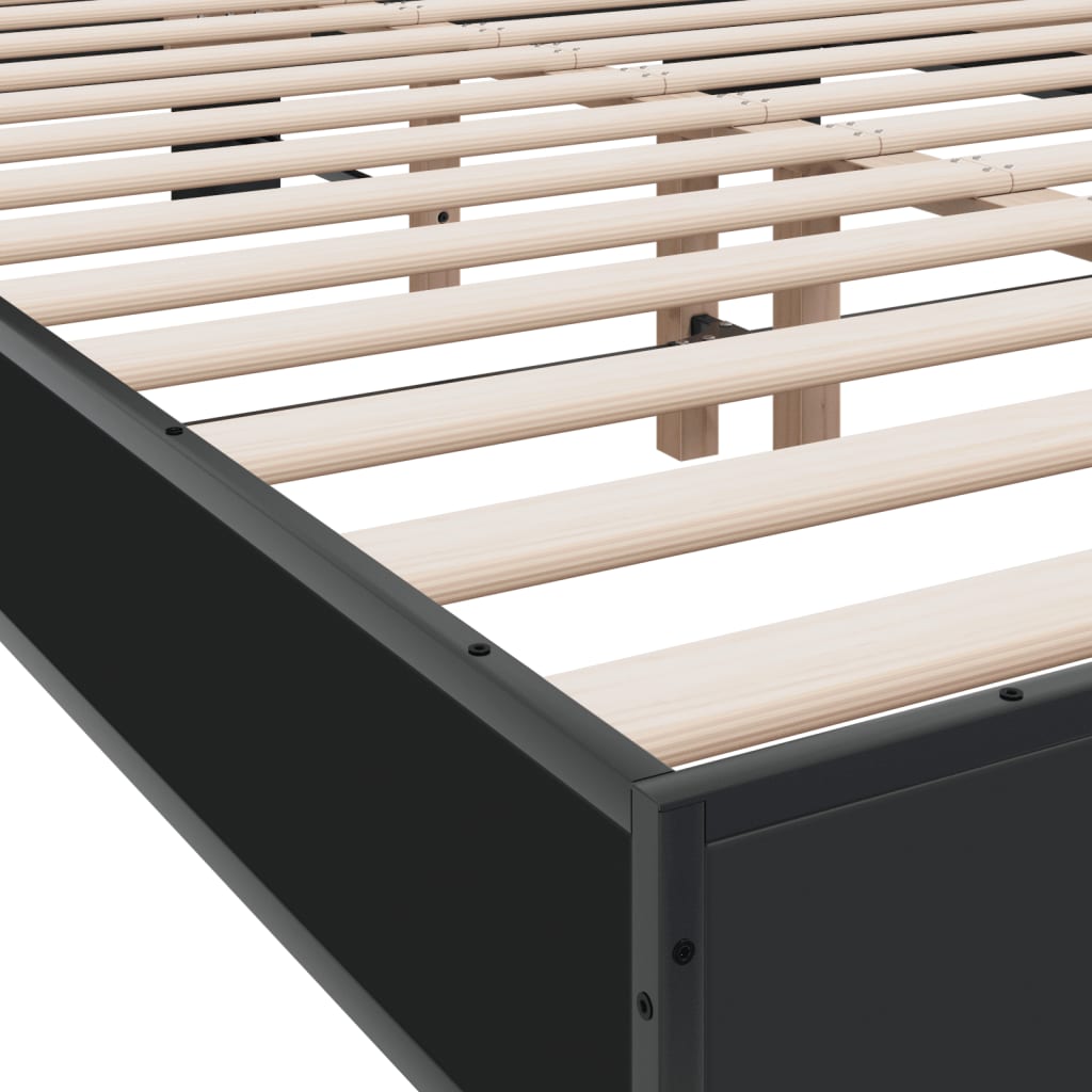 vidaXL Bed Frame | Black | Engineered wood and metal | Double |  Durable
