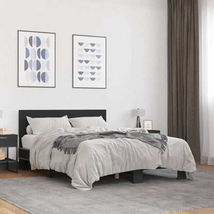 vidaXL Bed Frame | Black | Engineered wood and metal | Double |  Durable