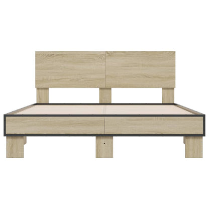 vidaXL Bed Frame | Sonoma Oak | Engineered wood, metal, plywood | Double