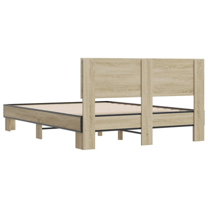 vidaXL Bed Frame | Sonoma Oak | Engineered wood, metal, plywood | Double