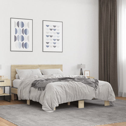 vidaXL Bed Frame | Sonoma Oak | Engineered wood, metal, plywood | Double
