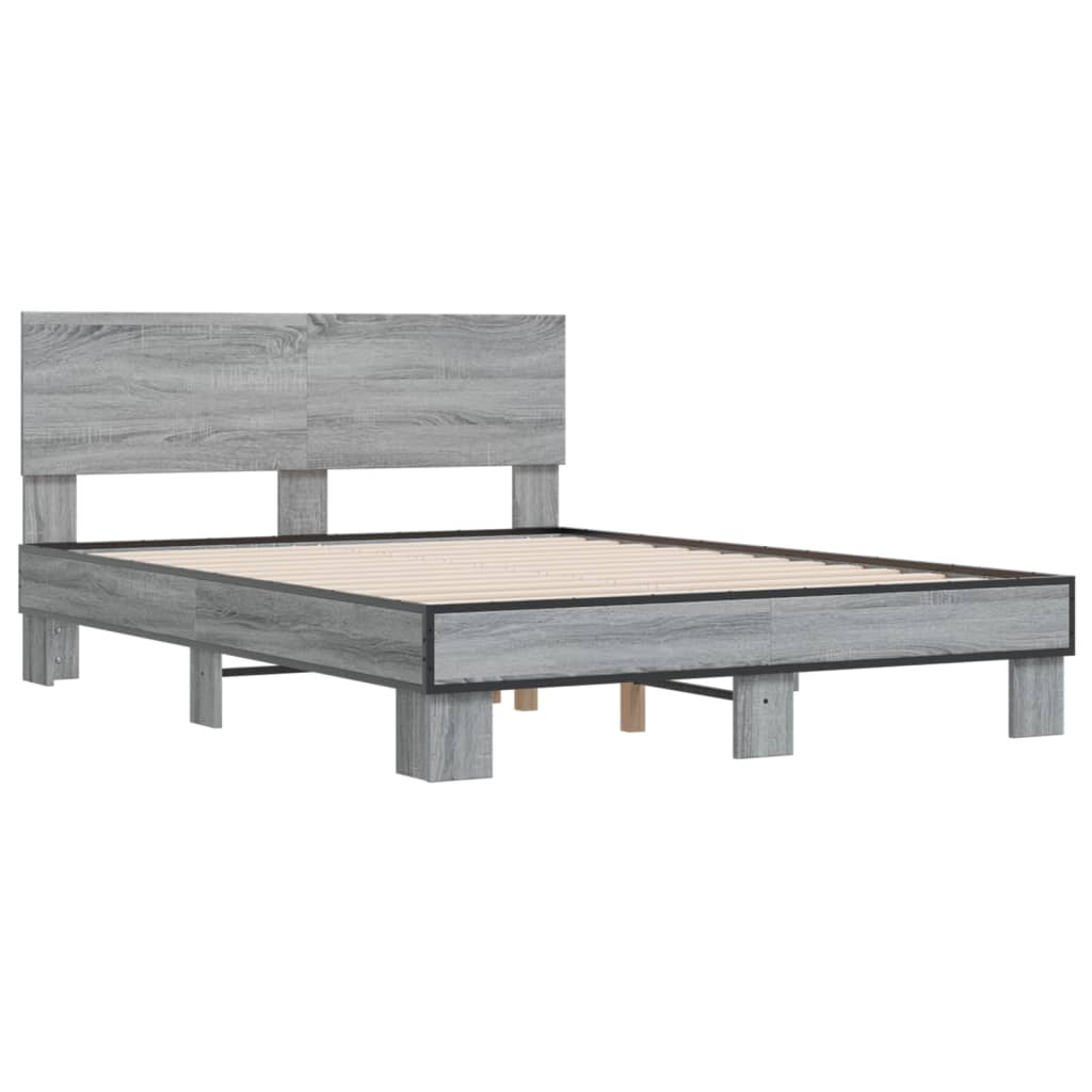 vidaXL Bed Frame | Grey Sonoma | Engineered wood, metal | Double | Bed Frame