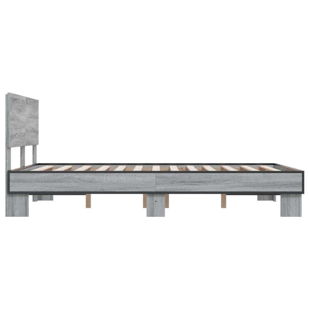 vidaXL Bed Frame | Grey Sonoma | Engineered wood, metal | Double | Bed Frame