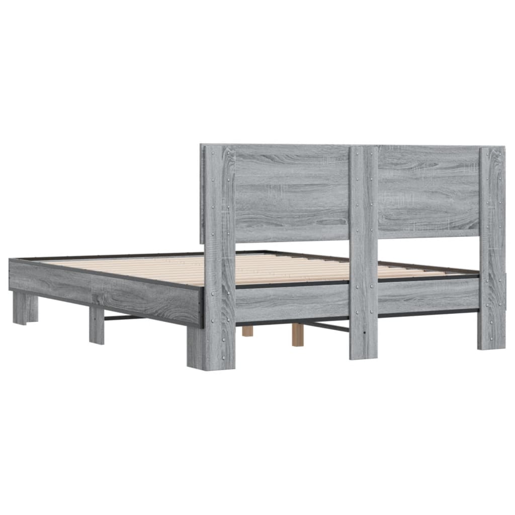 vidaXL Bed Frame | Grey Sonoma | Engineered wood, metal | Double | Bed Frame