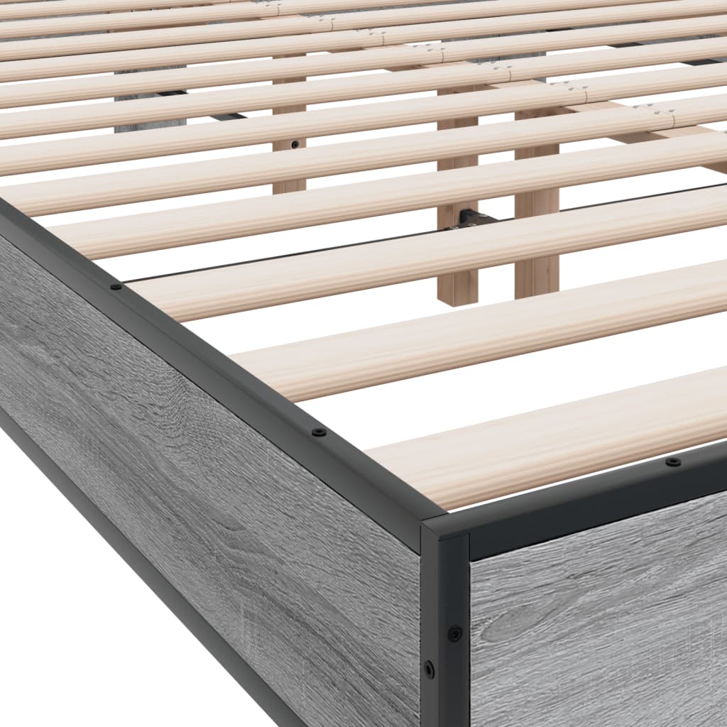 vidaXL Bed Frame | Grey Sonoma | Engineered wood, metal | Double | Bed Frame