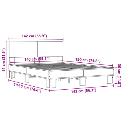 vidaXL Bed Frame | Grey Sonoma | Engineered wood, metal | Double | Bed Frame
