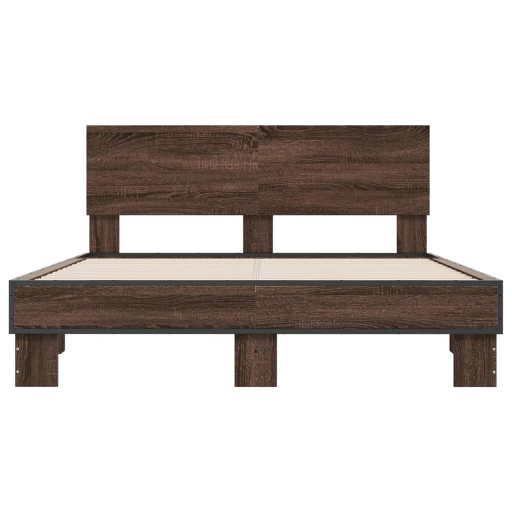 vidaXL Bed Frame without Mattress Brown Oak 140x190 cm