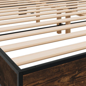 vidaXL Bed Frame Smoked Oak 200x200 cm Engineered Wood and Metal