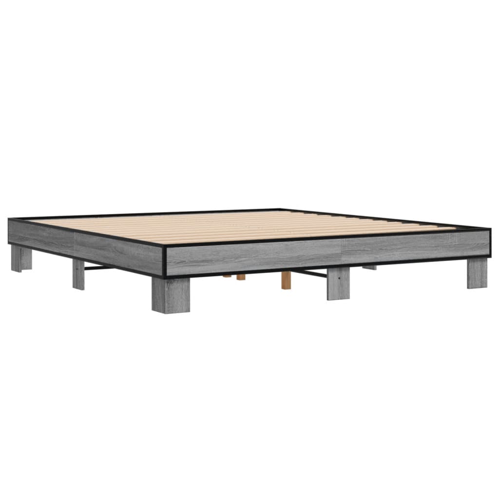 vidaXL Bed Frame without Mattress Grey Sonoma 200x200 cm