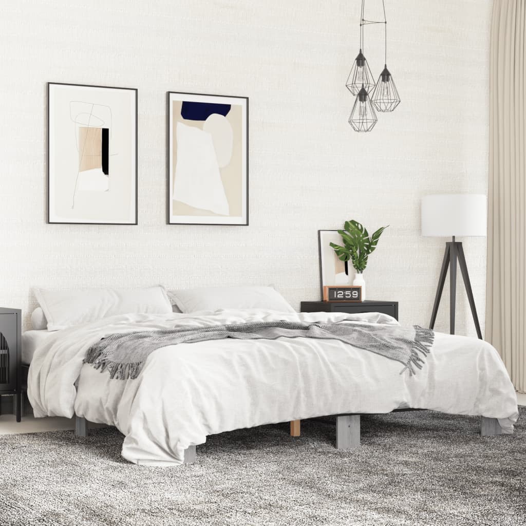 vidaXL Bed Frame without Mattress Grey Sonoma 200x200 cm