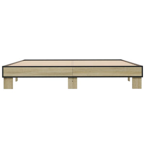 vidaXL Bed Frame Sonoma Oak 180x200 cm Super King Engineered Wood and Metal