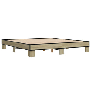 vidaXL Bed Frame Sonoma Oak 180x200 cm Super King Engineered Wood and Metal