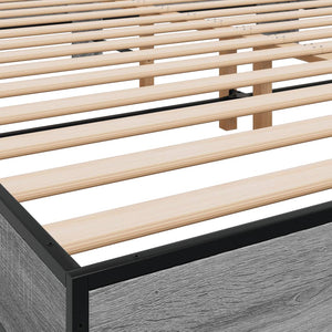 vidaXL Bed Frame Grey Sonoma 160x200 cm Engineered Wood and Metal