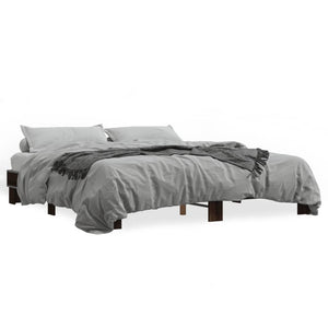 vidaXL Bed Frame Brown Oak 160x200 cm Engineered Wood and Metal