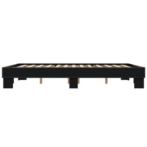 vidaXL Bed Frame Black 150x200 cm King Size Engineered Wood and Metal