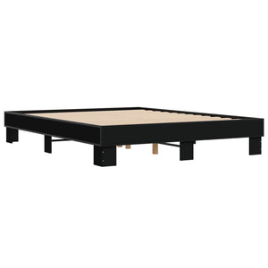 vidaXL Bed Frame Black 150x200 cm King Size Engineered Wood and Metal