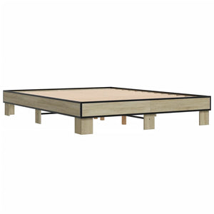 vidaXL Bed Frame Sonoma Oak 150x200 cm King Size Engineered Wood and Metal