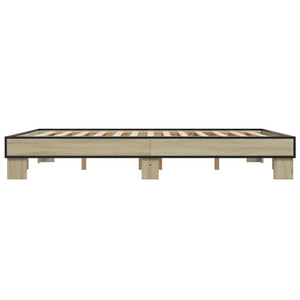 vidaXL Bed Frame Sonoma Oak 150x200 cm King Size Engineered Wood and Metal