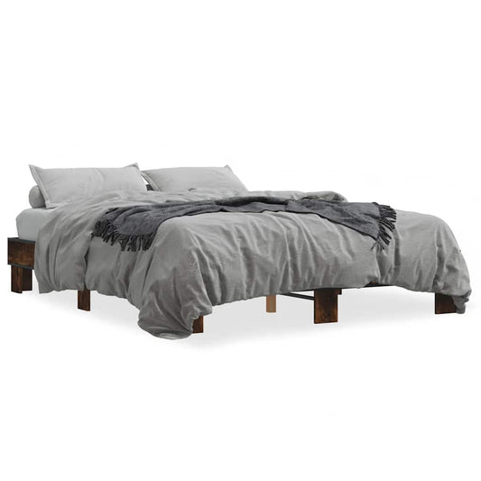vidaXL Bed Frame without Mattress Smoked Oak 150x200 cm