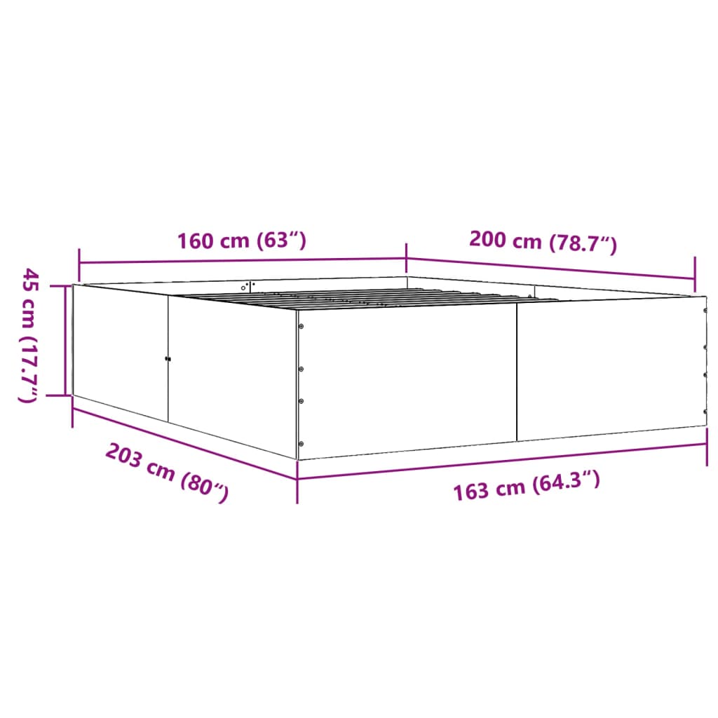 vidaXL Bed Frame without Mattress White 160x200 cm