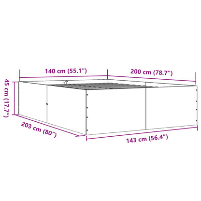 vidaXL Bed Frame without Mattress Grey Sonoma 140x200 cm