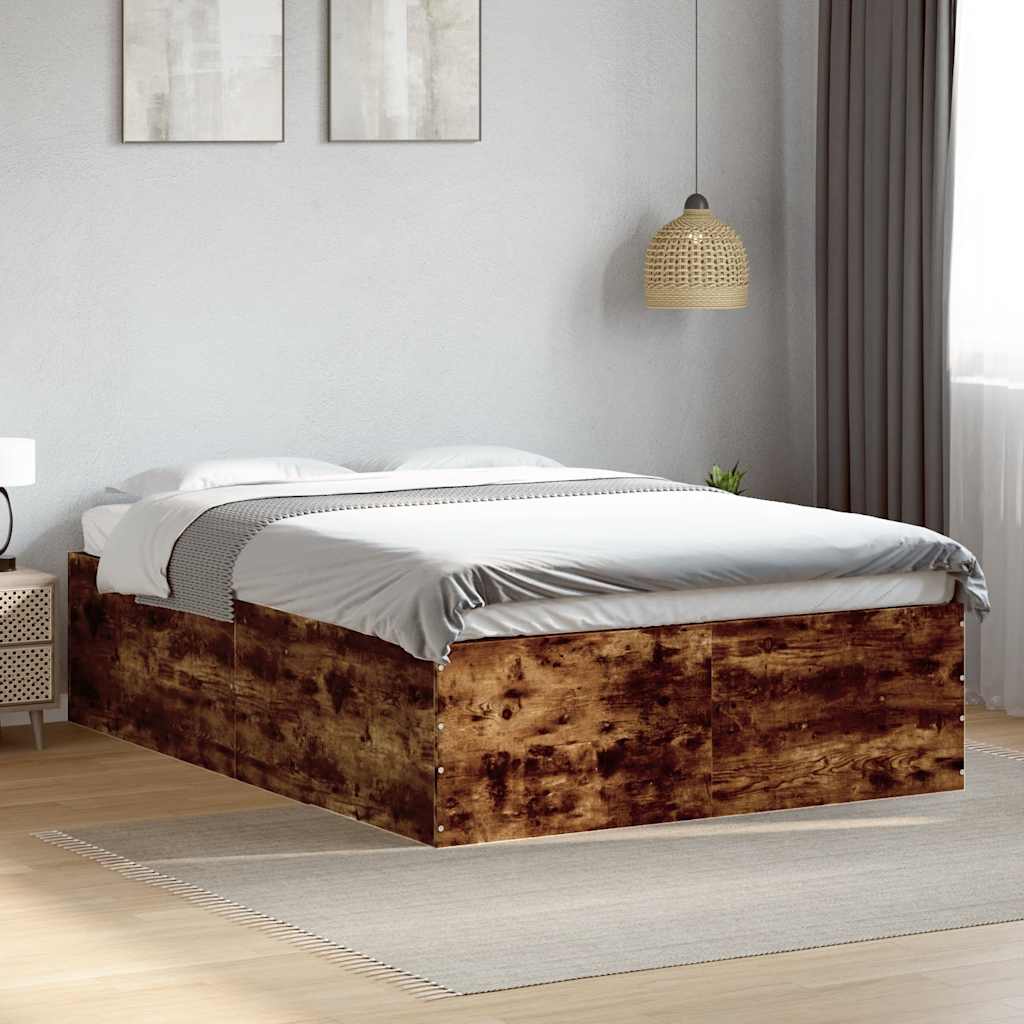 vidaXL Bed Frame without Mattress Smoked Oak 120x200 cm
