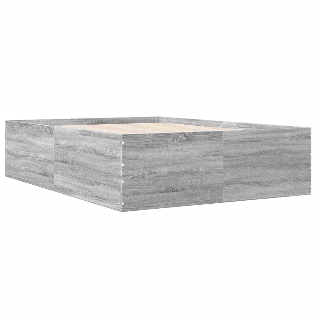 vidaXL Bed Frame without Mattress Grey Sonoma 140x190 cm