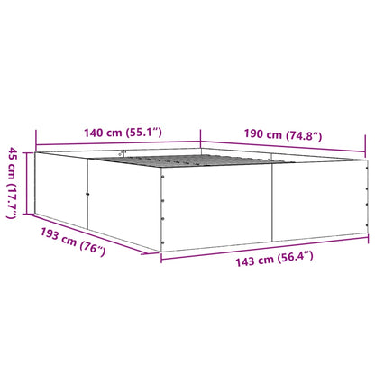 vidaXL Bed Frame without Mattress Grey Sonoma 140x190 cm