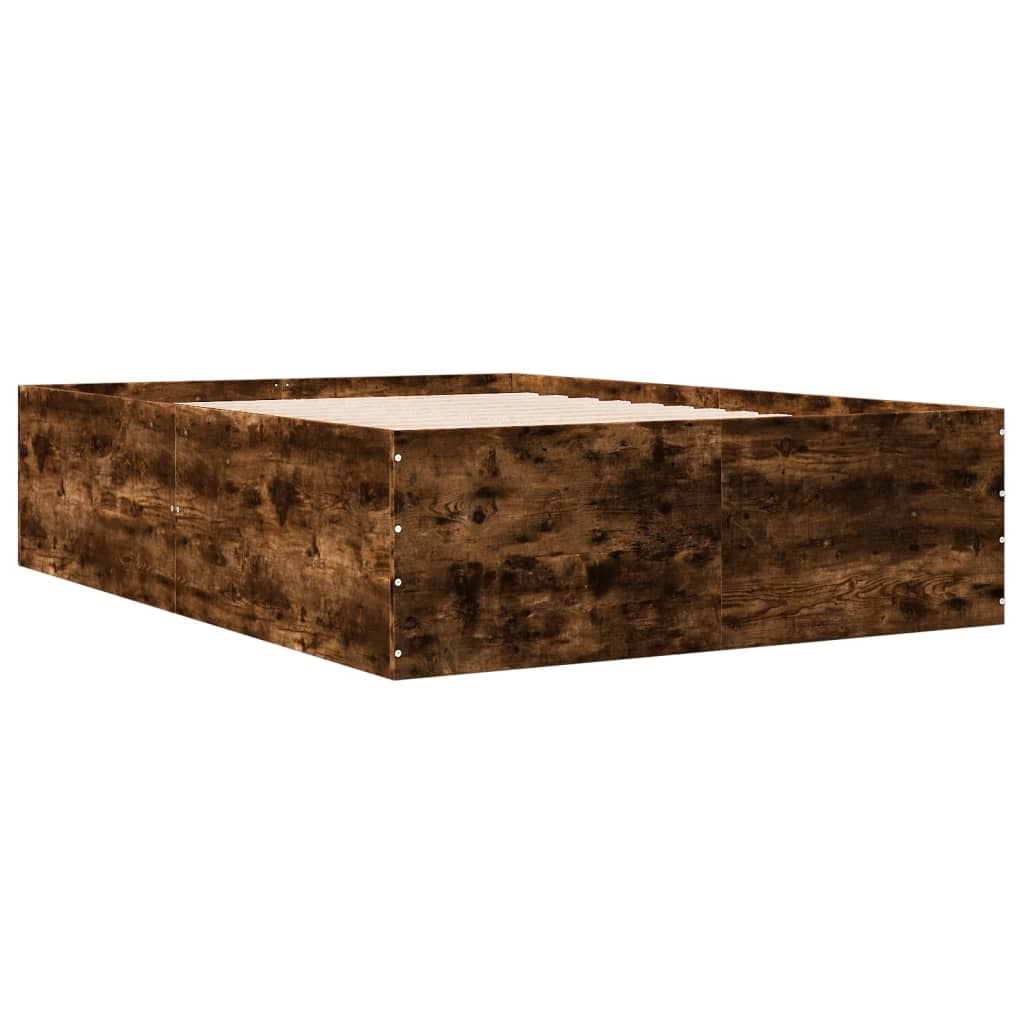 vidaXL Bed Frame without Mattress Smoked Oak 135x190 cm Double